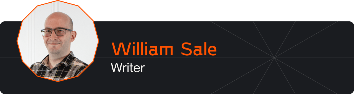 William's title card with his name and job role.