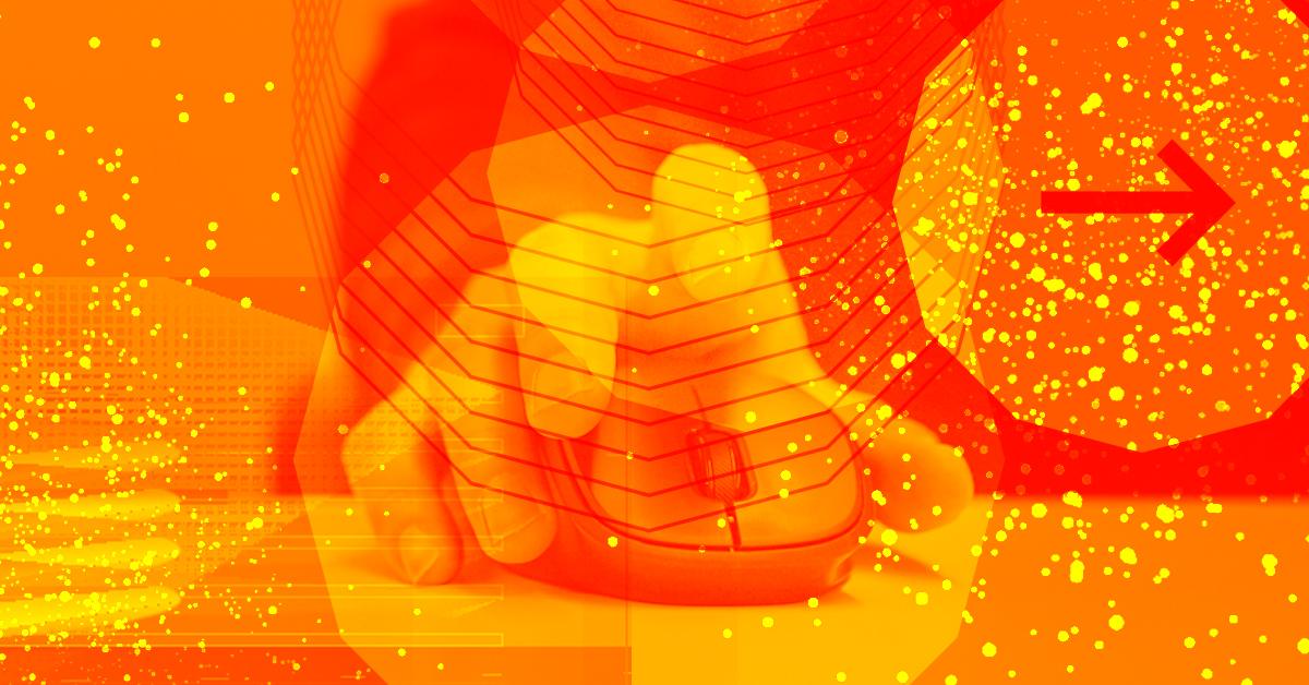 Illustration of a hand controlling a marketing AI agent
