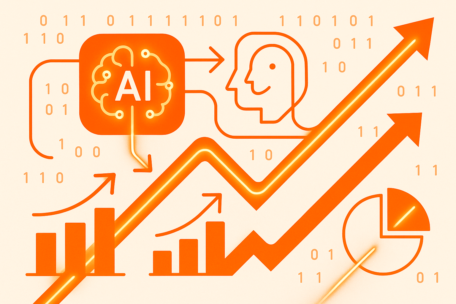 Abstract representation of AI algorithms and data flow in marketing personalisation